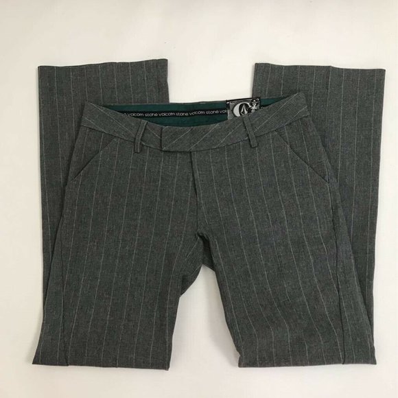 Volcom Dress Career Pants Gray Pinstripe Stretch 3 - Picture 3 of 9
